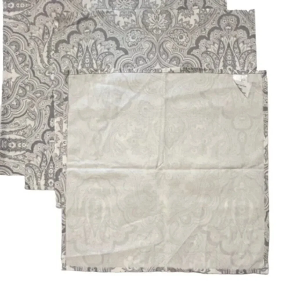 Inspired Treasures Cotton Napkins Grey White Paisley Floral BOHO Cottagecore 19
